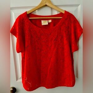 Anthropologie Orange Blouse Top